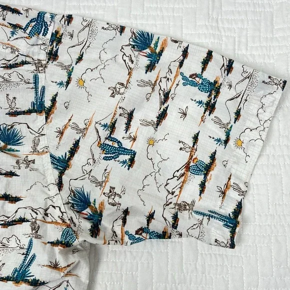 Ariat Krish Shirt Desert Cactus Print Mens XL White Short Sleeve Button Up - Picture 4 of 11